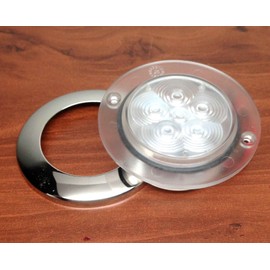 Marine Boat 6 LED Warm White Ceiling Courtesy Light Stainless Steel Rim Flush