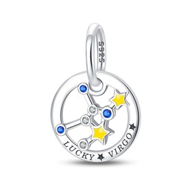 LNQOBU Horoscope Charms for Bracelet 925 Sterling Silver Made Cubic Zirconia-Birthday Jewelry Gifts
