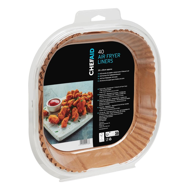 Chef Aid Square Paper Air-Fryer Liners, Pack of 40 with