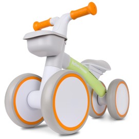 Baby Balance Bike for 1 Year Old Boys Girls 12-24 Month Toddler Balance Bike, Storage Basket, 4 Wheels and Adjustable Seat, Toddler First Bike, First Birthday Gifts