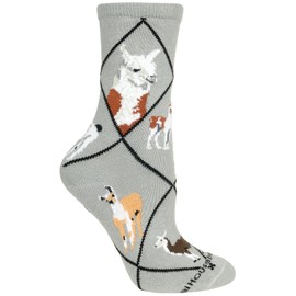 Wheel House Designs Llama Gray Large Cotton Socks