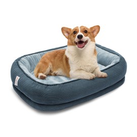 Miguel Oval Orthopedic Memory Foam Pet Bed for Small & Medium Dogs and Cats, Egg Crate Support, Removable Washable Cover, Waterproof Liner, Non-Slip Bottom, Comfortable & Durable, 30" Blue Gray