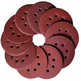 Aewio 100 Pcs 5 inch 8 Holes Sanding Discs #60 - #1200 (60 80 120 180 240 320 400 600 800 1200 Each Grit 10 Pcs) for Random Orbital Sanders (100 Pcs #60 - #1200)
