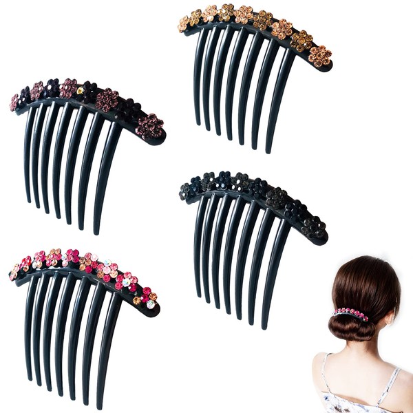 Pack of 4 Hair Comb Rhinestone Teeth Hair Comb Hair Accessories Vintage Headpiece Accessories for Girls Women