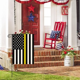 AVOIN colorlife Thin Yellow Line Dispatchers Garden Flag 12x18 Inch Double Sided Outside, American Stars and Stripes Patriotic Yard Outdoor Decoration