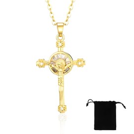 Kreuz Kette, Gold Kreuz Anhänger Halskette, Damen AAA Zirkonia Kreuz Anhänger, Personalisierte Kette mit Kreuz, Hypoallergene 18K Vergoldete Kette, Modeschmuck für Frauen Mädchen Geschenk