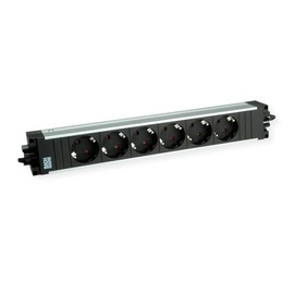 BACHMANN Step 906.18804 Socket Strip Aluminium 6-Way GST18 Black (Modular Plug-In System with Versatile Application and Robust Aluminium Profile)