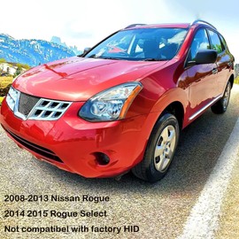 Headlights Assembly Compatible with 2008-2013 Nissan Rogue 2014-2015 Rogue Select,Halogen Headlights Driver & Passenger Side, Black Housing