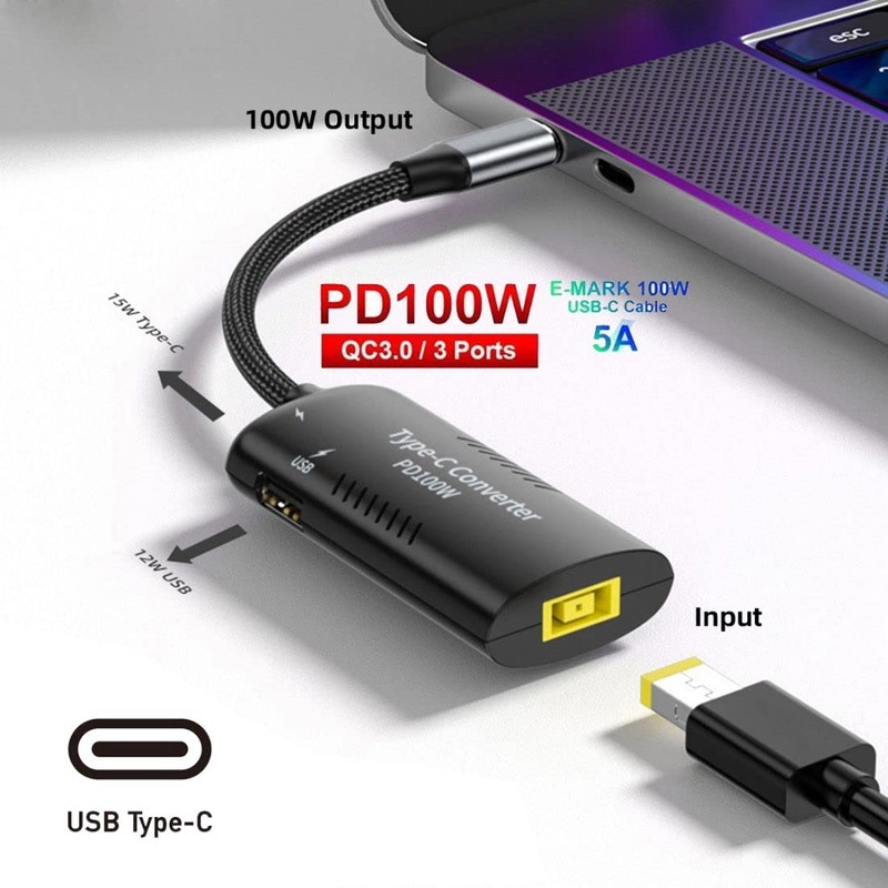CY USB C 電源コンバーター 長方形電源 Thinpad X1入力 USB C 100W