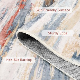 5x7 Washable Area Rugs - Non Slip 5x7 Colorful Abstract Rug for Living Room Soft Modern Striped Area Rug Low Pile Floor Carpet Accent Rug for Bedroom Dinning Room Office