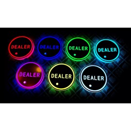 Poker DEALER button:  Lighted Rechargeable LED  (set of 2)