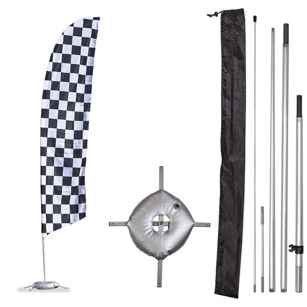 Vispronet Premium Checkered Feather Flag Kit - Includes 13ft Sectional