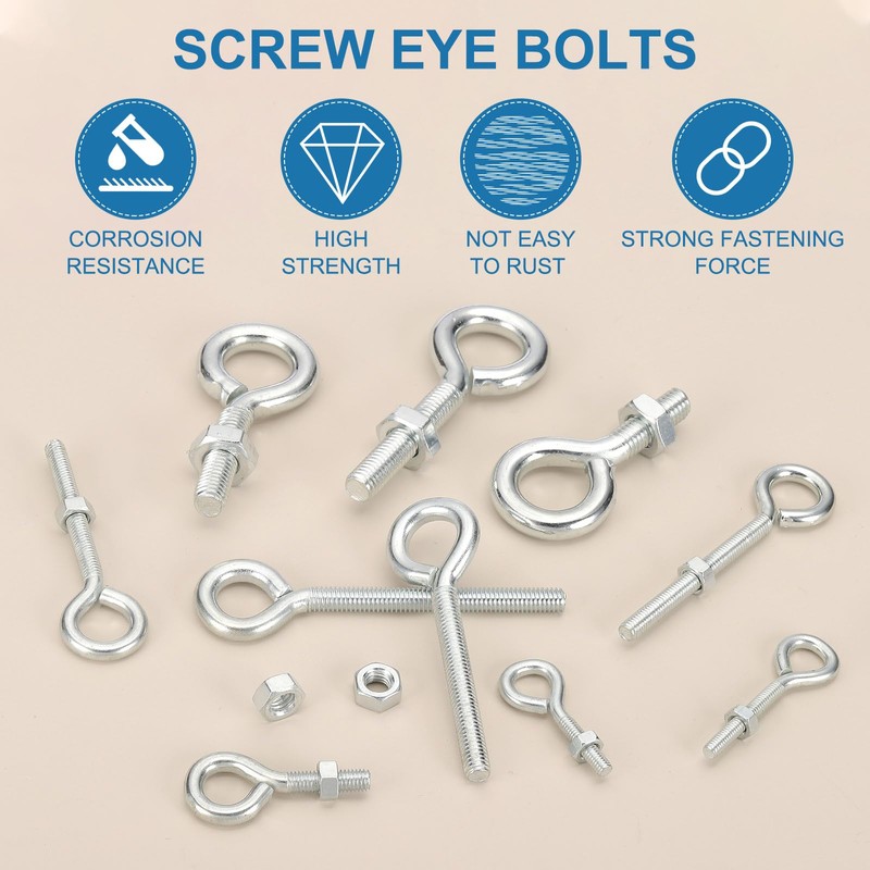 PATIKIL M6x20mm Eye Bolts with Nuts, 20 Pcs Shoulder Swing
