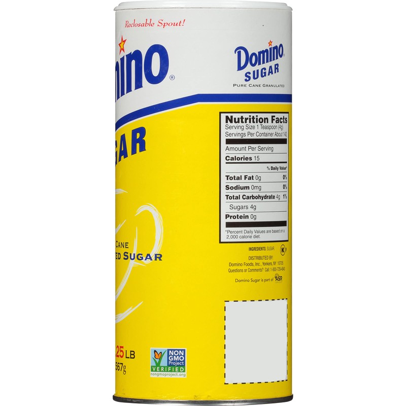 Domino® Granulated Sugar, 20 oz Canister, Sugar Container (Pack of