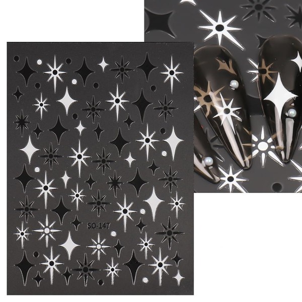 300 pcs/ 5Package Nail Stickers Various Stars 3D Waterproof self