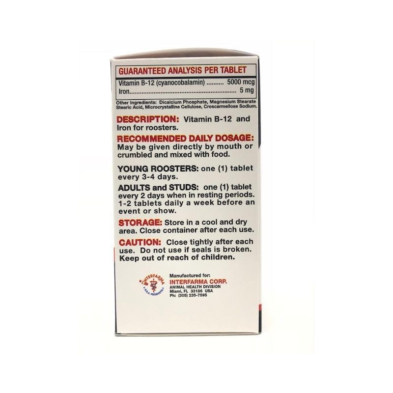 B12-5000 with Iron for Roosters 60 Tabs