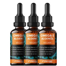 Omega-3 Algenöl 300 ml - hochdosiert mit 2297 mg Algenöl, davon 754 mg DHA & 418 mg EPA - veganes Omega-3 Öl mit angenehmem Orangen-Geschmack - laborgeprüft mit Zertifikat - Vorrat für 120 Tage