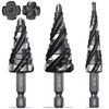 THINKWORK Four Spiral Flute Step Drill Bit Set, 3 Pcs