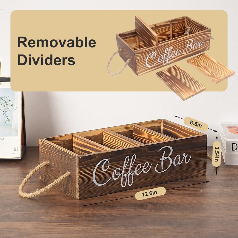 Wooden Coffee Pod Holder Coffee Station Organizer for Countertop Kcup