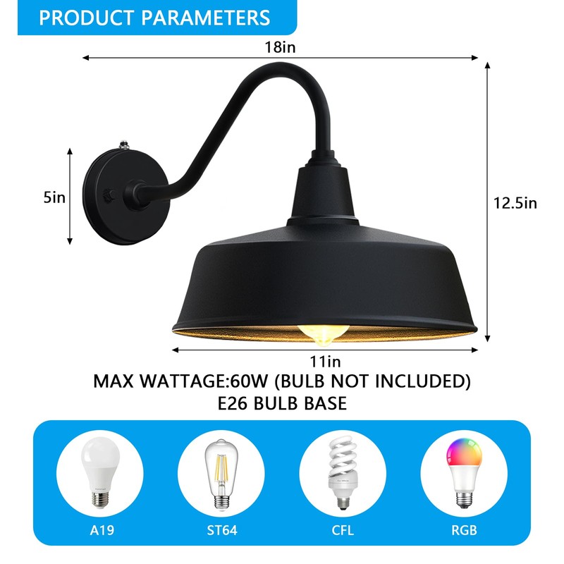 JOESA Dusk to Dawn Outdoor Farmhouse Barn Light, Waterproof, Rust