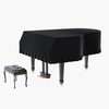 Kaieyres Grand Piano Cover, Velvet Piano Cover Decorative Full black