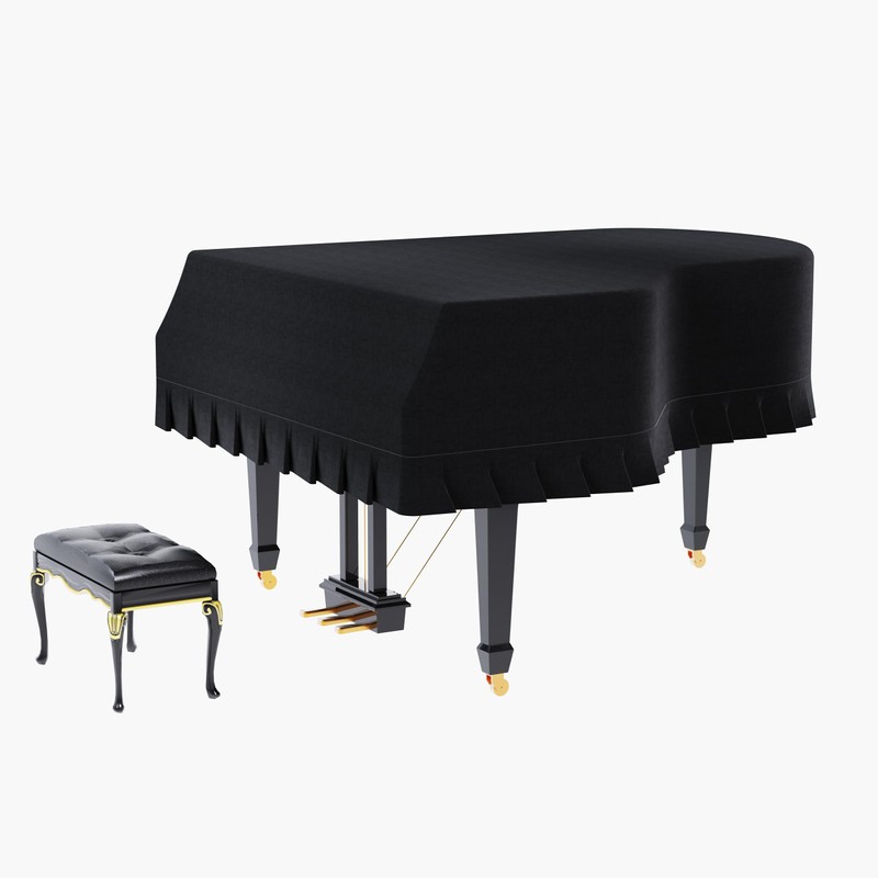 Kaieyres Grand Piano Cover, Velvet Piano Cover Decorative Full black
