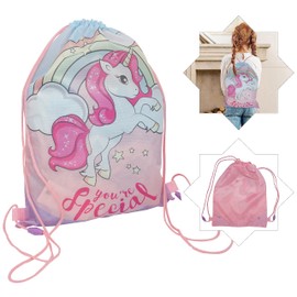 HOVUK Unicorn Drawstring Gym Bag 39.5cm, Easy Open or Close, Kids Gym Rucksack Backpack for School Accessories, Outdoor Activities Picnic and Beach Gift for Children 4+Years