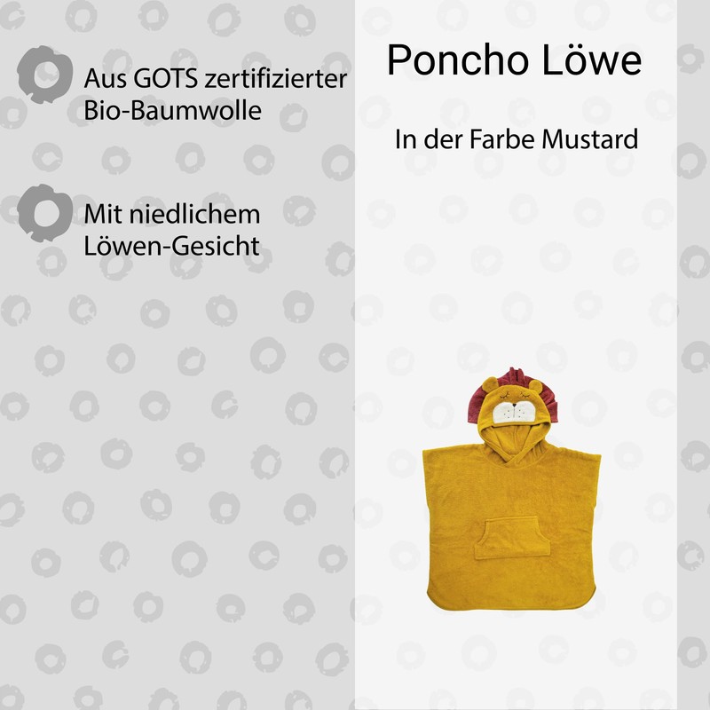 kikadu Poncho Lion - Children's Towel with Animal Face Made