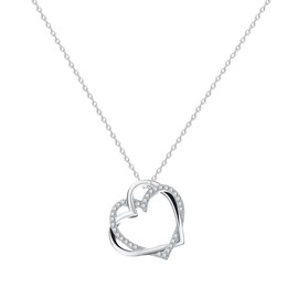 VANSZA Silver Chain Women's 925 Sterling Silver Lucky Locks Hearts Women's Necklace with Pendant for Girls Women with Jewellery Box, Sterling Silver