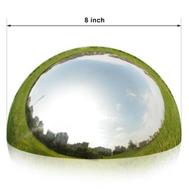 Nerien 8 Inch Gazing Ball, Stainless Steel Garden Mirror Globe, Polished Ornament Sphere, Hollow Floating Reflective Hemisphere for Home Outdoor Pond Housewarming Swimming Pool Decoration, Silver