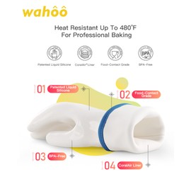 wahoo Professional Liquid Silicone Oven Mitts Gloves, Heat Resistant Gloves for Cooking, Baking, CoralAir Liner, 12 Inch, White, XXL