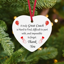 Thank You Gift for Coach Christmas Ornament Appreciation Gifts for Men Women Hockey Baseball Soccer Football Volleyball Team Fitness Instructor Gift Ceramic Ornament Christmas Tree Decoration