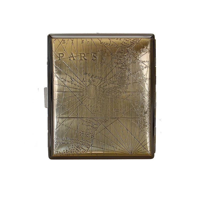 Zigarettenetui Metall "Kompass" chrom antik 18er mit Bügel