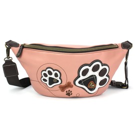 CHALA Fanny Pack Women RFID Protected Sling Purse and Waist Bag with Two Adjustable Straps - Paw Print - dusty pink