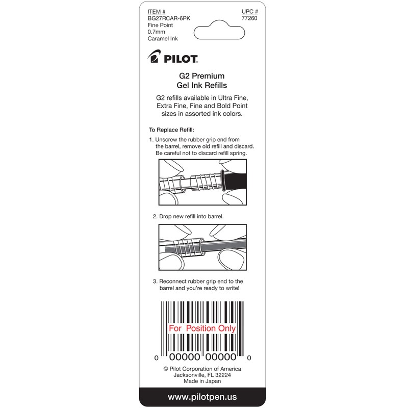 PILOT G2 Gel Ink Refills For Rolling Ball Pens, Fine