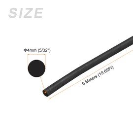 METALLIXITY Foam Rubber Weather Seal Strip (4mm Diameter x 6m Long) 1pcs, EPDM Rubber Round Seal Strip - for House Repair, Door, Black