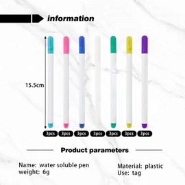 21 Water Soluble Marker Pens, Disappearing Pens for Clothes, Sewing Pens, Erasable Fabric Pens, Water Soluble Tailor's Pens, Textile Markers