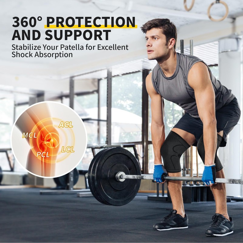 CAMBIVO 2 Pack Knee Brace, Knee Compression Sleeve Support for