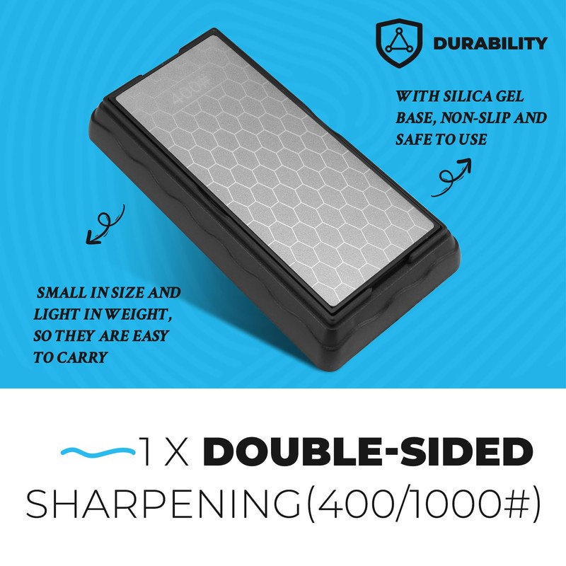 AWAOVV Double-Sided Diamond Sharpening Stone,Whetstone Honeycomb Plate with Non-Slip Base(400/1000