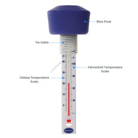 Floating Water Thermometer With Blue Float to Easily Read Water Temperature - Great as a Swimming Pool Thermometer or Ice Bath Thermometer, Spa, Hot Tub Accessories Wild Swimming