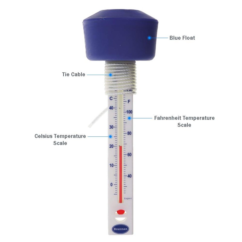 Floating Water Thermometer With Blue Float to Easily Read Water