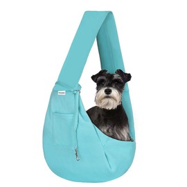 FDJASGY Small Pet Sling Carrier-Hands Free Reversible Pet Papoose Bag Tote Bag with a Pocket Safety Belt Dog Cat for Outdoor Travel Paleturquoise