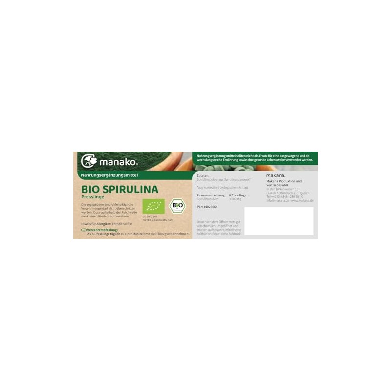 manako BIO Spirulina Algae Tabs/Pellets, 250 g Tub (1 x