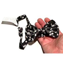 FORUM MUSICAL NOTES BLACK BOWTIE Music Musician Band Theme Nerd Clown Tie Tuxedo Funny