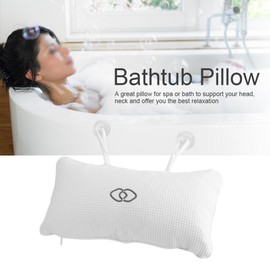 Non Slip Bath Pillow with Suction Cups, Supports Neck and Shoulders for Home Spa, Bathtub, Hot Tub, Anti Bacterial, Luxurious Cushion