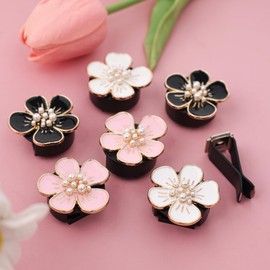 ORIESSE Flower Air Vent Clips 6pcs Cute Cherry Flower Car Air Freshener Vent Clips,2 Pink 2 White 2 Black Flowers Car Accessories for Women Car Aesthetic Interior Decoration