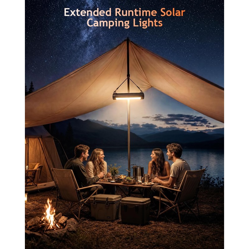 1800LM Solar Camping Lantern & Magnetic Work Tent Light with