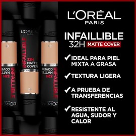 L'Oreal Paris, Base De Maquillaje De Alta Cobertura Mate Y Larga Duración, Infallible 32H Matte Cover, Tono 115 Beige Doré, 30Ml