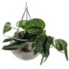 DARO DEKO Metal Hanging Basket Silver with Hammered Structure Diameter