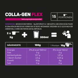 Endorfina.shop, Collagen-Flex Raspberry, Dietary Supplement, with Pure Collagen Protein, Amino Acids, for Good Condition of Joints & Muscles, 150 g (15 Servings)